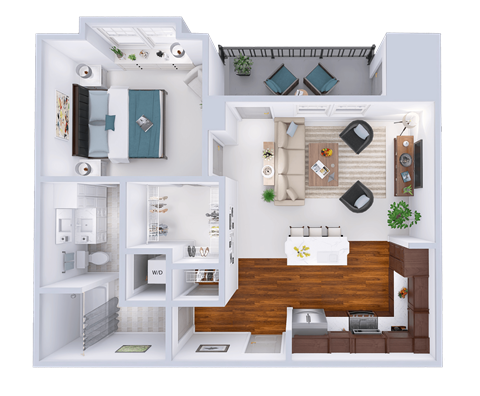 a floor plan of a house with a bedroom and a living room